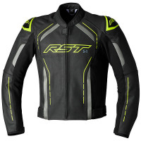 RST S-1 CE Leather Jacket - Black / Grey / Fluo Yellow